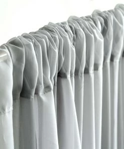 HIER_3160 2 Pack | Silver Fire Retardant Sheer Organza Premium Curtain Panel Backdrops With Rod Pockets - 5ftx10ft