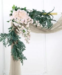 HIER_3110 Hanging Ceiling Decorations 18ft | Natural Wedding Arch Drapery Fabric Window Scarf Valance, Sheer Organza Linen 17 HIER_3110 Hanging Ceiling Decorations 18ft | Natural Wedding Arch Drapery Fabric Window Scarf Valance, Sheer Organza Linen