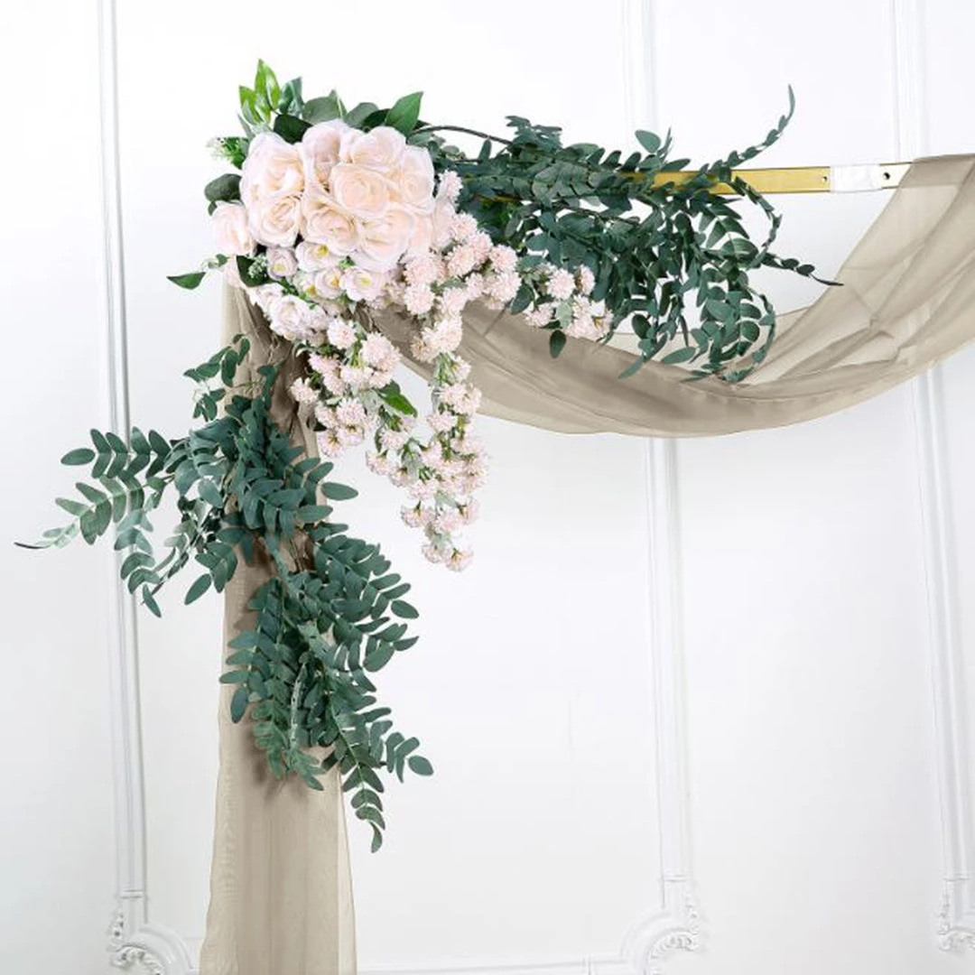 HIER_3110 Hanging Ceiling Decorations 18ft | Natural Wedding Arch Drapery Fabric Window Scarf Valance, Sheer Organza Linen 6 HIER_3110 Hanging Ceiling Decorations 18ft | Natural Wedding Arch Drapery Fabric Window Scarf Valance, Sheer Organza Linen