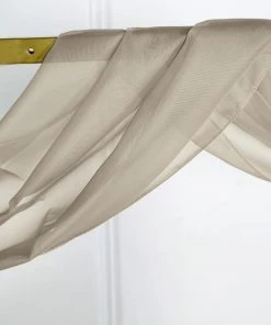 HIER_3110 Hanging Ceiling Decorations 18ft | Natural Wedding Arch Drapery Fabric Window Scarf Valance, Sheer Organza Linen 18 HIER_3110 Hanging Ceiling Decorations 18ft | Natural Wedding Arch Drapery Fabric Window Scarf Valance, Sheer Organza Linen