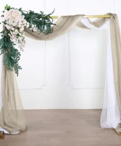 HIER_3110 Hanging Ceiling Decorations 18ft | Natural Wedding Arch Drapery Fabric Window Scarf Valance, Sheer Organza Linen 19 HIER_3110 Hanging Ceiling Decorations 18ft | Natural Wedding Arch Drapery Fabric Window Scarf Valance, Sheer Organza Linen