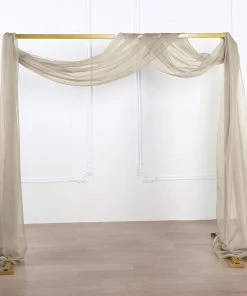 HIER_3110 Hanging Ceiling Decorations 18ft | Natural Wedding Arch Drapery Fabric Window Scarf Valance, Sheer Organza Linen 20 HIER_3110 Hanging Ceiling Decorations 18ft | Natural Wedding Arch Drapery Fabric Window Scarf Valance, Sheer Organza Linen