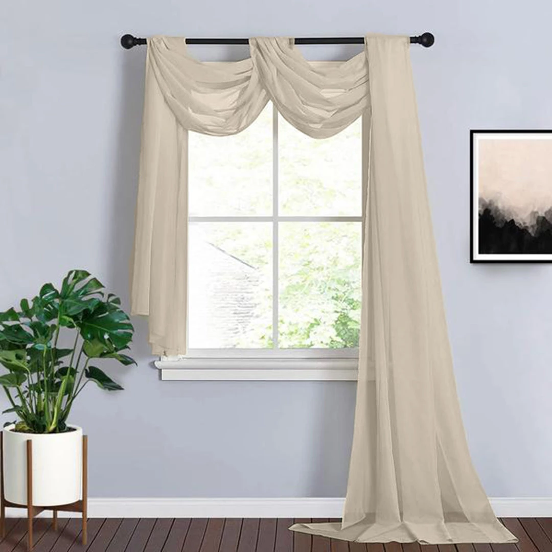 HIER_3110 Hanging Ceiling Decorations 18ft | Natural Wedding Arch Drapery Fabric Window Scarf Valance, Sheer Organza Linen 2 HIER_3110 Hanging Ceiling Decorations 18ft | Natural Wedding Arch Drapery Fabric Window Scarf Valance, Sheer Organza Linen
