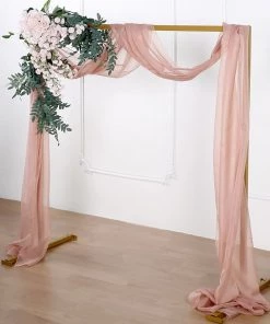 HIER_3110 18ft | Dusty Rose Wedding Arch Drapery Fabric Window Scarf Valance, Sheer Organza Linen