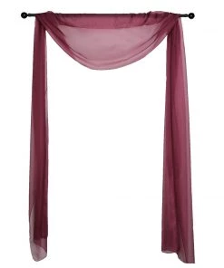 HIER_3110 18ft | Burgundy Wedding Arch Drapery Fabric Window Scarf Valance, Sheer Organza Linen