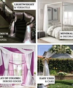 HIER_3110 Hanging Ceiling Decorations 18ft | Natural Wedding Arch Drapery Fabric Window Scarf Valance, Sheer Organza Linen 15 HIER_3110 Hanging Ceiling Decorations 18ft | Natural Wedding Arch Drapery Fabric Window Scarf Valance, Sheer Organza Linen