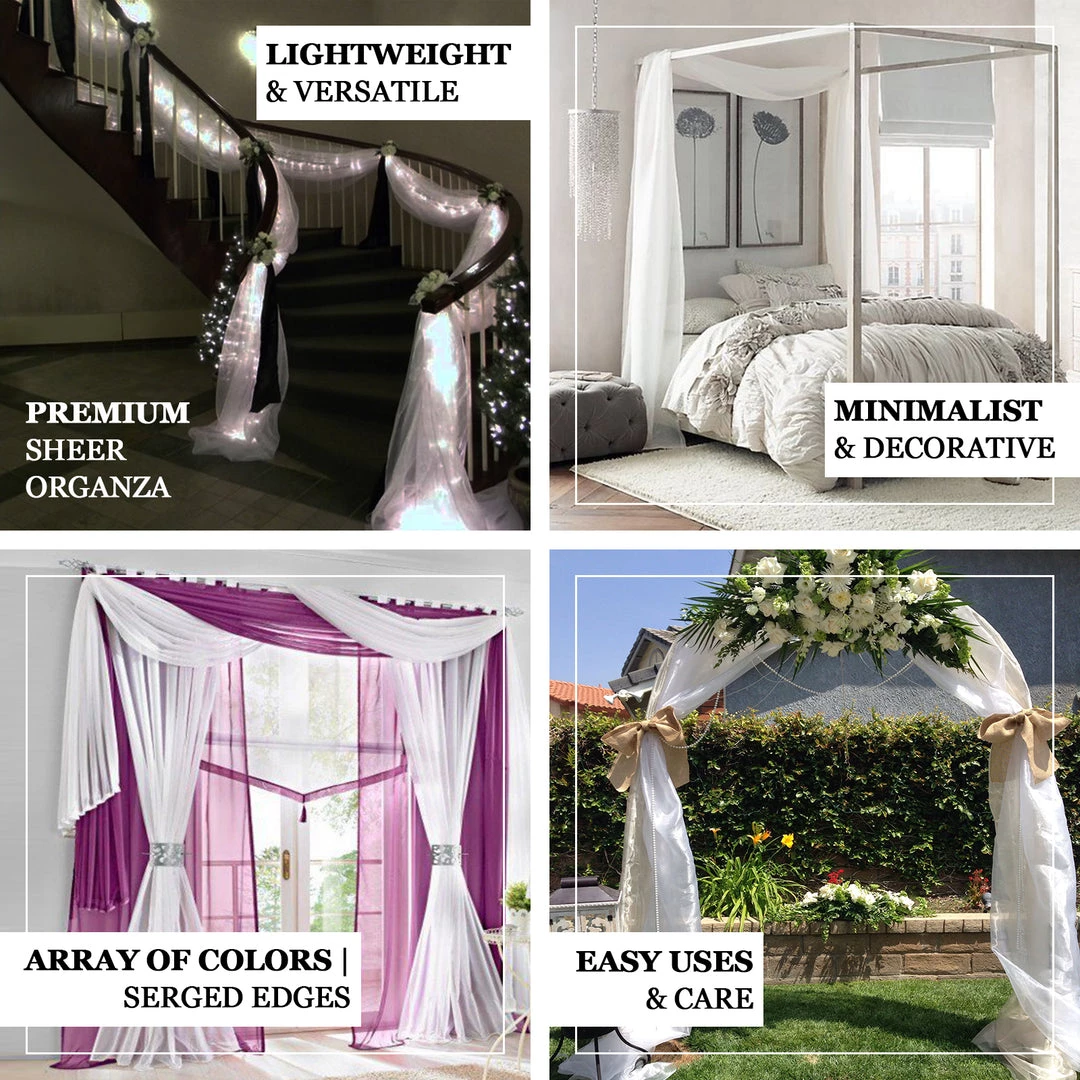 HIER_3110 Hanging Ceiling Decorations 18ft | Natural Wedding Arch Drapery Fabric Window Scarf Valance, Sheer Organza Linen 4 HIER_3110 Hanging Ceiling Decorations 18ft | Natural Wedding Arch Drapery Fabric Window Scarf Valance, Sheer Organza Linen