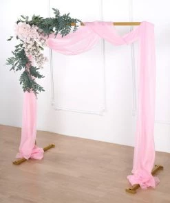 HIER_3110 18ft | Pink Wedding Arch Drapery Fabric Window Scarf Valance, Sheer Organza Linen