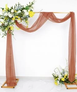 HIER_3110 18ft | Terracotta Wedding Arch Drapery Fabric Window Scarf Valance, Sheer Organza Linen