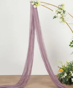 HIER_3110 20ft Gauze Cheesecloth Violet Amethyst Wedding Arch Drapery Fabric, Window Scarf Valance, Boho Arbor Decor Curtain Panel Backdrop Panels