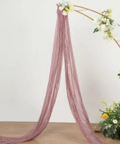 HIER_3110 Backdrop Panels 20ft Gauze Cheesecloth Dusty Rose Wedding Arch Drapery Fabric, Window Scarf Valance, Boho Arbor Decor Curtain Panel
