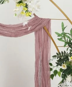 HIER_3110 Backdrop Panels 20ft Gauze Cheesecloth Dusty Rose Wedding Arch Drapery Fabric, Window Scarf Valance, Boho Arbor Decor Curtain Panel