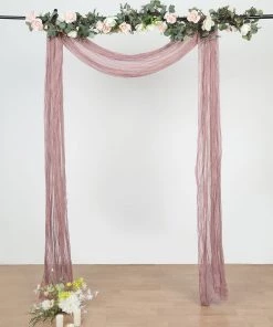 HIER_3110 Backdrop Panels 20ft Gauze Cheesecloth Dusty Rose Wedding Arch Drapery Fabric, Window Scarf Valance, Boho Arbor Decor Curtain Panel