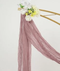 HIER_3110 Backdrop Panels 20ft Gauze Cheesecloth Dusty Rose Wedding Arch Drapery Fabric, Window Scarf Valance, Boho Arbor Decor Curtain Panel
