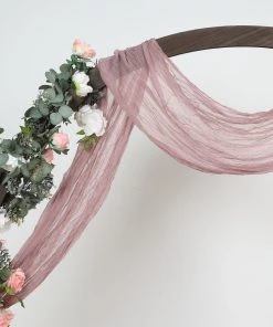 HIER_3110 Backdrop Panels 20ft Gauze Cheesecloth Dusty Rose Wedding Arch Drapery Fabric, Window Scarf Valance, Boho Arbor Decor Curtain Panel