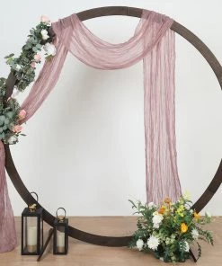 HIER_3110 Backdrop Panels 20ft Gauze Cheesecloth Dusty Rose Wedding Arch Drapery Fabric, Window Scarf Valance, Boho Arbor Decor Curtain Panel
