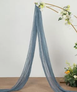 HIER_3110 Backdrop Panels 20ft Gauze Cheesecloth Dusty Blue Wedding Arch Drapery Fabric, Window Scarf Valance, Boho Arbor Decor Curtain Panel