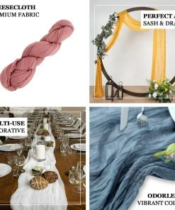 HIER_3110 Backdrop Panels 20ft Gauze Cheesecloth Dusty Rose Wedding Arch Drapery Fabric, Window Scarf Valance, Boho Arbor Decor Curtain Panel
