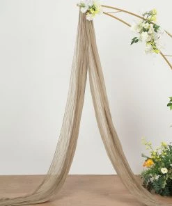 HIER_3110 20ft Gauze Cheesecloth Natural Wedding Arch Drapery Fabric, Window Scarf Valance, Boho Arbor Decor Curtain Panel