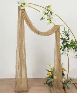 HIER_3110 20ft Gauze Cheesecloth Natural Wedding Arch Drapery Fabric, Window Scarf Valance, Boho Arbor Decor Curtain Panel