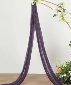 HIER_3110 Backdrop Panels 20ft Gauze Cheesecloth Purple Wedding Arch Drapery Fabric, Window Scarf Valance, Boho Arbor Decor Curtain Panel