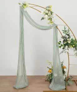 HIER_3110 20ft Gauze Cheesecloth Sage Green Wedding Arch Drapery Fabric, Window Scarf Valance, Boho Arbor Decor Curtain Panel Backdrop Panels