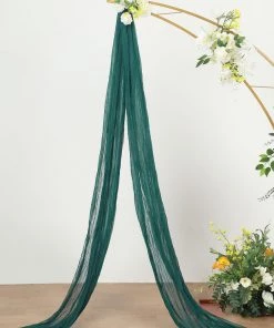 HIER_3110 Backdrop Panels 20ft Gauze Cheesecloth Peacock Teal Wedding Arch Drapery Fabric, Window Scarf Valance, Boho Arbor Decor Curtain Panel