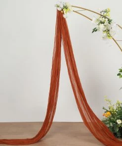 HIER_3110 Backdrop Panels 20ft Gauze Cheesecloth Terracotta Wedding Arch Drapery Fabric, Window Scarf Valance, Boho Arbor Decor Curtain Panel