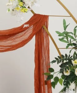 HIER_3110 Backdrop Panels 20ft Gauze Cheesecloth Terracotta Wedding Arch Drapery Fabric, Window Scarf Valance, Boho Arbor Decor Curtain Panel 18 HIER_3110 Backdrop Panels 20ft Gauze Cheesecloth Terracotta Wedding Arch Drapery Fabric, Window Scarf Valance, Boho Arbor Decor Curtain Panel