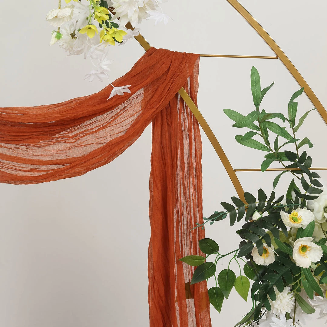 HIER_3110 Backdrop Panels 20ft Gauze Cheesecloth Terracotta Wedding Arch Drapery Fabric, Window Scarf Valance, Boho Arbor Decor Curtain Panel 7 HIER_3110 Backdrop Panels 20ft Gauze Cheesecloth Terracotta Wedding Arch Drapery Fabric, Window Scarf Valance, Boho Arbor Decor Curtain Panel