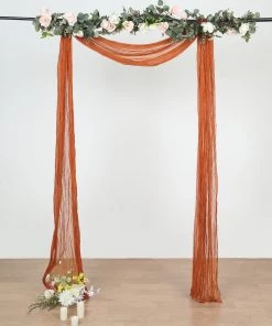 HIER_3110 Backdrop Panels 20ft Gauze Cheesecloth Terracotta Wedding Arch Drapery Fabric, Window Scarf Valance, Boho Arbor Decor Curtain Panel 19 HIER_3110 Backdrop Panels 20ft Gauze Cheesecloth Terracotta Wedding Arch Drapery Fabric, Window Scarf Valance, Boho Arbor Decor Curtain Panel
