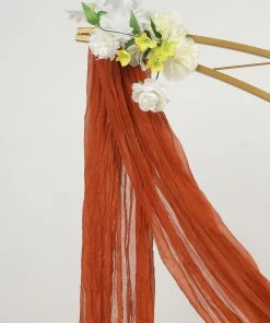 HIER_3110 Backdrop Panels 20ft Gauze Cheesecloth Terracotta Wedding Arch Drapery Fabric, Window Scarf Valance, Boho Arbor Decor Curtain Panel 20 HIER_3110 Backdrop Panels 20ft Gauze Cheesecloth Terracotta Wedding Arch Drapery Fabric, Window Scarf Valance, Boho Arbor Decor Curtain Panel