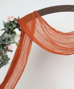 HIER_3110 Backdrop Panels 20ft Gauze Cheesecloth Terracotta Wedding Arch Drapery Fabric, Window Scarf Valance, Boho Arbor Decor Curtain Panel 21 HIER_3110 Backdrop Panels 20ft Gauze Cheesecloth Terracotta Wedding Arch Drapery Fabric, Window Scarf Valance, Boho Arbor Decor Curtain Panel