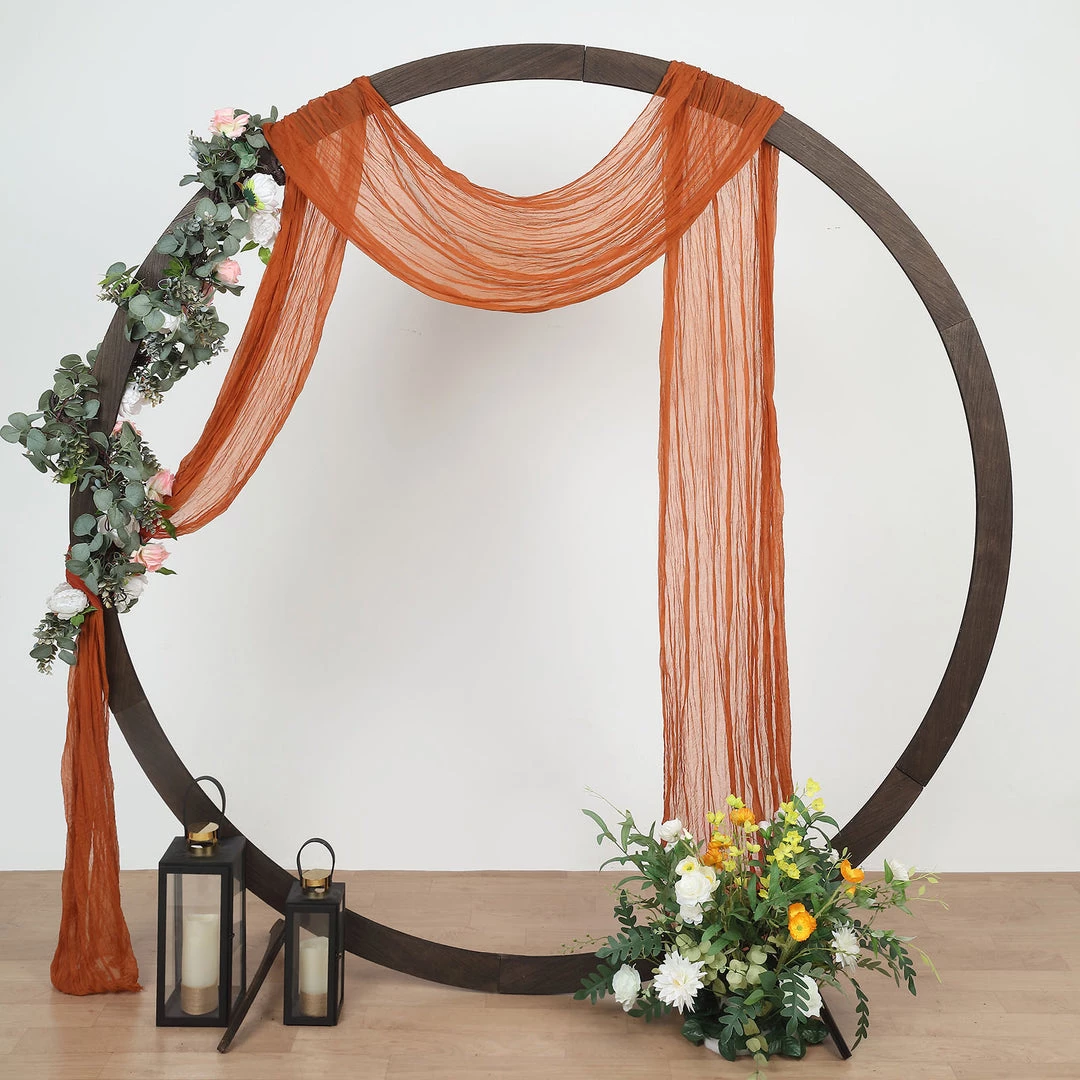 HIER_3110 Backdrop Panels 20ft Gauze Cheesecloth Terracotta Wedding Arch Drapery Fabric, Window Scarf Valance, Boho Arbor Decor Curtain Panel 6 HIER_3110 Backdrop Panels 20ft Gauze Cheesecloth Terracotta Wedding Arch Drapery Fabric, Window Scarf Valance, Boho Arbor Decor Curtain Panel