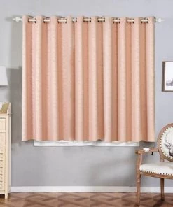 HIER_3160 Big Event Backdrops & Décor 2 Pack | Blush/Rose Gold Embossed Thermal Blackout Curtain Panels, 52"x64" With Chrome Grommet Window Treatment