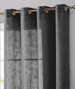 HIER_3120 Home Décor 2 Pack | Handmade Charcoal Gray Faux Linen Curtains 52"x64", Curtain Panels With Chrome Grommets 23 HIER_3120 Home Décor 2 Pack | Handmade Charcoal Gray Faux Linen Curtains 52
