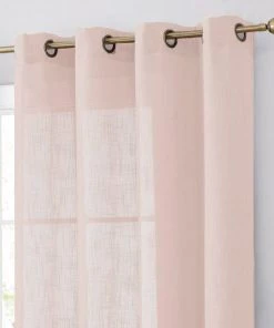 HIER_3120 2 Pack | Handmade Blush/Rose Gold Faux Linen Curtains 52