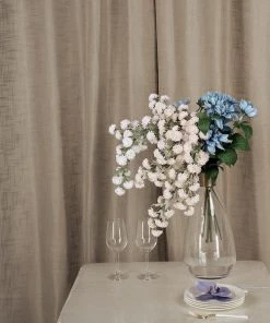 HIER_3120 Home Décor 2 Pack | Handmade Taupe Faux Linen Curtains 52"x64", Curtain Panels With Chrome Grommets 24 HIER_3120 Home Décor 2 Pack | Handmade Taupe Faux Linen Curtains 52