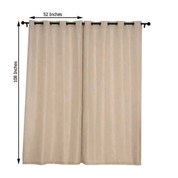 HIER_3120 2 Pack | Handmade Beige Faux Linen Curtains 52"x108", Curtain Panels With Chrome Grommets Home Décor 3 HIER_3120 2 Pack | Handmade Beige Faux Linen Curtains 52"x108", Curtain Panels With Chrome Grommets Home Décor