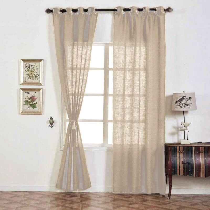 HIER_3120 Home Décor 2 Pack | Handmade Beige Faux Linen Curtains 52"x96", Curtain Panels With Chrome Grommets 6 HIER_3120 Home Décor 2 Pack | Handmade Beige Faux Linen Curtains 52"x96", Curtain Panels With Chrome Grommets