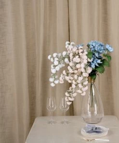 HIER_3120 2 Pack | Handmade Beige Faux Linen Curtains 52"x108", Curtain Panels With Chrome Grommets Home Décor 22 HIER_3120 2 Pack | Handmade Beige Faux Linen Curtains 52