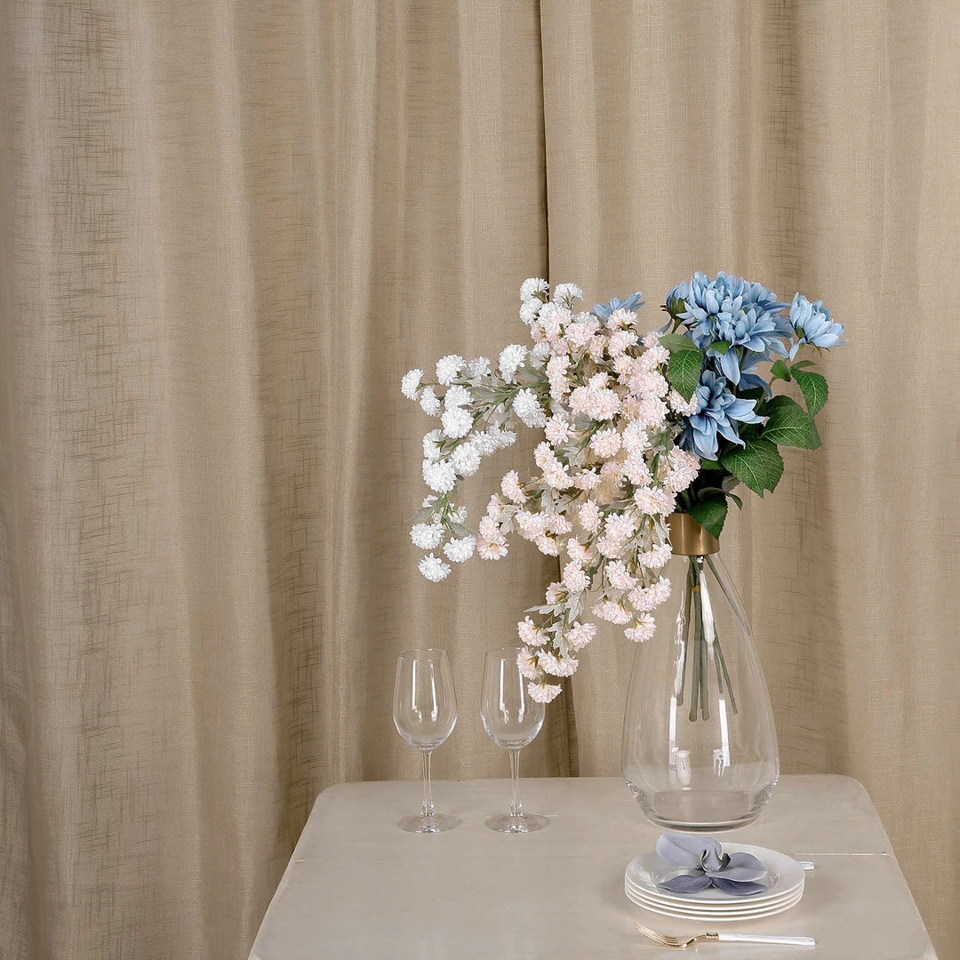 HIER_3120 2 Pack | Handmade Beige Faux Linen Curtains 52"x108", Curtain Panels With Chrome Grommets Home Décor 7 HIER_3120 2 Pack | Handmade Beige Faux Linen Curtains 52"x108", Curtain Panels With Chrome Grommets Home Décor