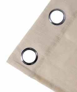 HIER_3120 2 Pack | Handmade Beige Faux Linen Curtains 52"x64", Curtain Panels With Chrome Grommets 24 HIER_3120 2 Pack | Handmade Beige Faux Linen Curtains 52