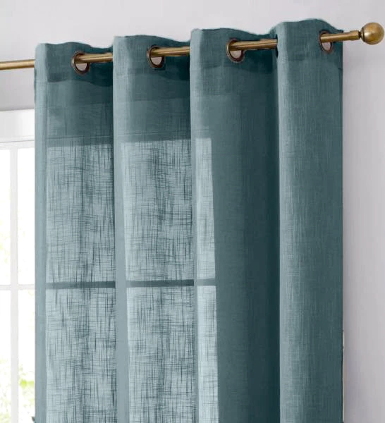 HIER_3120 2 Pack | Handmade Blue Faux Linen Curtains 52"x96", Curtain Panels With Chrome Grommets Home Décor 10 HIER_3120 2 Pack | Handmade Blue Faux Linen Curtains 52"x96", Curtain Panels With Chrome Grommets Home Décor