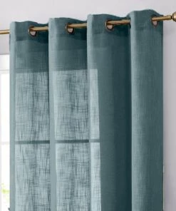 HIER_3120 2 Pack | Handmade Blue Faux Linen Curtains 52"x64", Curtain Panels With Chrome Grommets Home Décor 21 HIER_3120 2 Pack | Handmade Blue Faux Linen Curtains 52