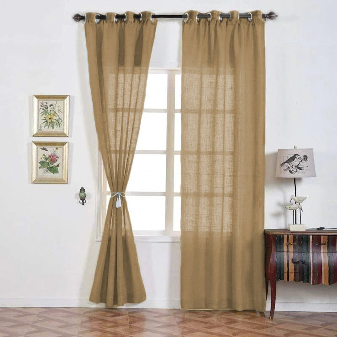 HIER_3120 2 Pack | Handmade Natural Faux Linen Curtains 52"x108", Curtain Panels With Chrome Grommets 1 HIER_3120 2 Pack | Handmade Natural Faux Linen Curtains 52"x108", Curtain Panels With Chrome Grommets
