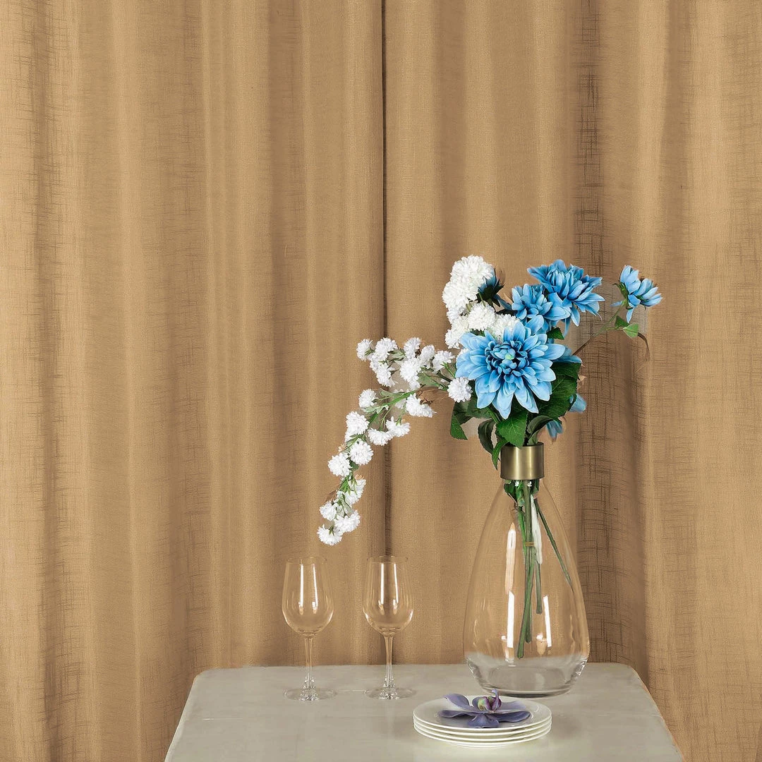 HIER_3120 Home Décor 2 Pack | Handmade Natural Faux Linen Curtains 52"x64", Curtain Panels With Chrome Grommets 7 HIER_3120 Home Décor 2 Pack | Handmade Natural Faux Linen Curtains 52"x64", Curtain Panels With Chrome Grommets