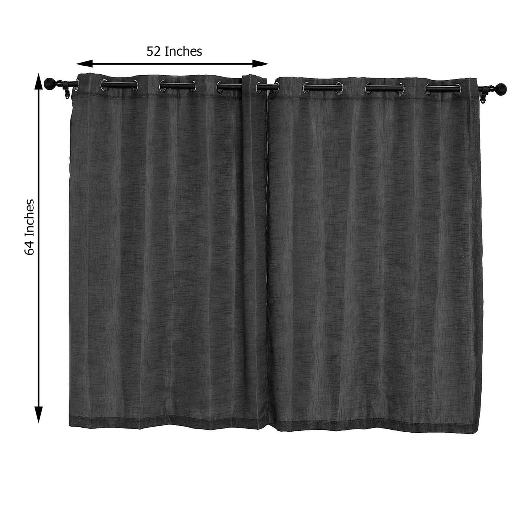 HIER_3120 Home Décor 2 Pack | Handmade Charcoal Gray Faux Linen Curtains 52"x64", Curtain Panels With Chrome Grommets 3 HIER_3120 Home Décor 2 Pack | Handmade Charcoal Gray Faux Linen Curtains 52"x64", Curtain Panels With Chrome Grommets