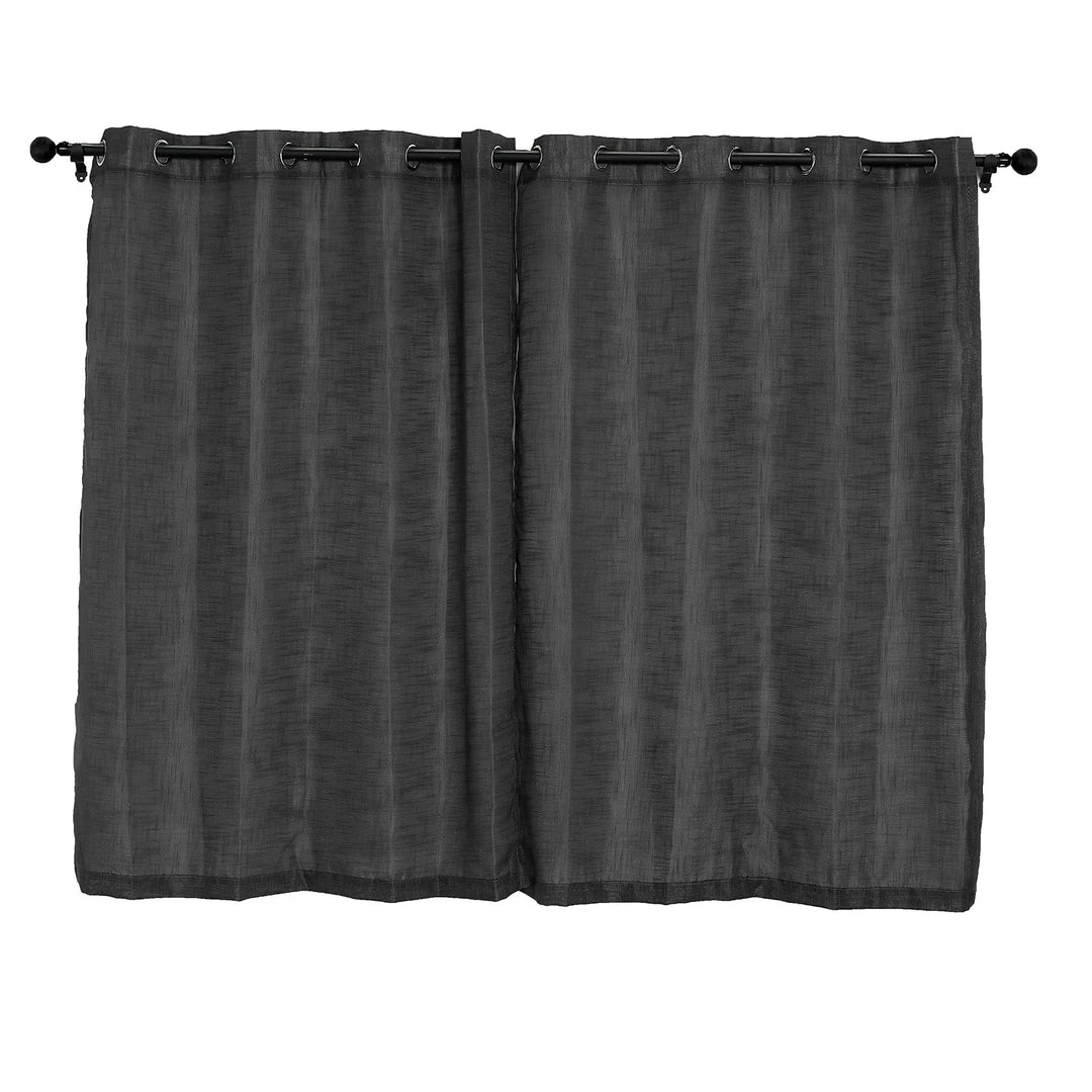 HIER_3120 Home Décor 2 Pack | Handmade Charcoal Gray Faux Linen Curtains 52"x64", Curtain Panels With Chrome Grommets 8 HIER_3120 Home Décor 2 Pack | Handmade Charcoal Gray Faux Linen Curtains 52"x64", Curtain Panels With Chrome Grommets