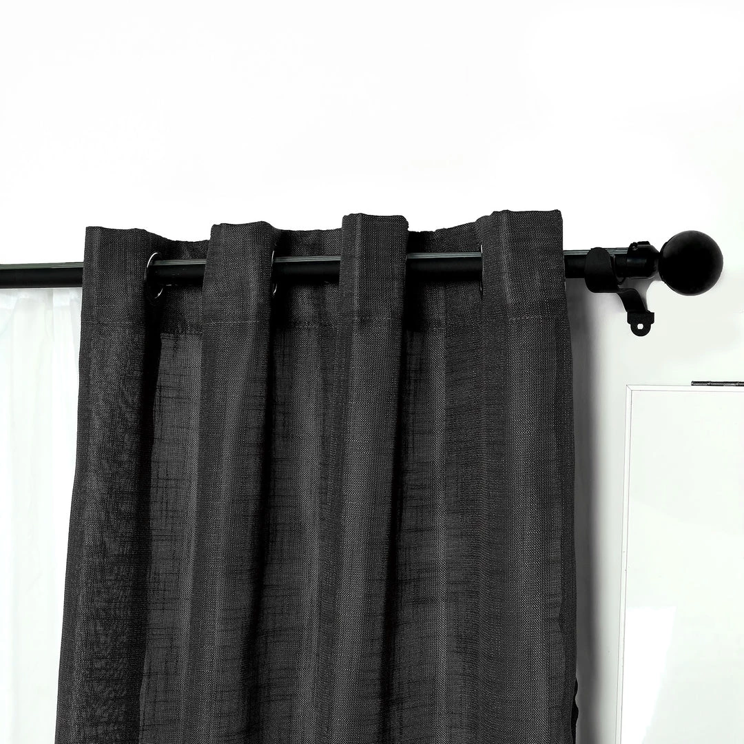 HIER_3120 Home Décor 2 Pack | Handmade Charcoal Gray Faux Linen Curtains 52"x64", Curtain Panels With Chrome Grommets 11 HIER_3120 Home Décor 2 Pack | Handmade Charcoal Gray Faux Linen Curtains 52"x64", Curtain Panels With Chrome Grommets